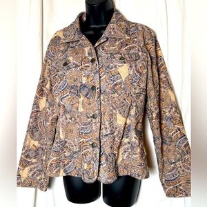 Analogy Lightweight Denim-like Cotton Blend Embroidered Jacket Womens Sz M